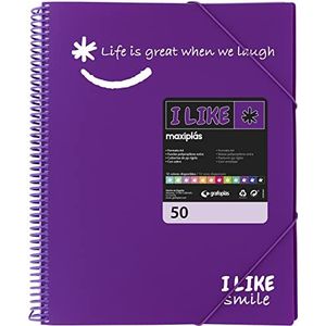Grafoplás 39225035 ordner, A4, 50 hoesjes, polypropyleen, I Like Smile, violet