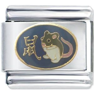 Quiges 9 mm Italiaanse stijl roestvrij staal Chinese horoscoop rat voor Italiaanse bedelarmbanden, koper, Koper