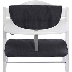 Hauck Alpha Highchair Pad Deluxe, stoelverkleiner voor houten kinderstoel Hauck Alpha+, gemakkelijk te bevestigen en schoon te maken - zwart grijs, 2 x 45 x 24 cm