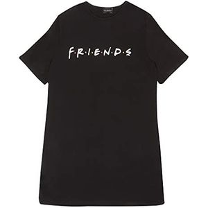 Popgear Friends Text Logo T-shirt jurk voor dames, zwart, damesjurken (1 stuk), zwart.