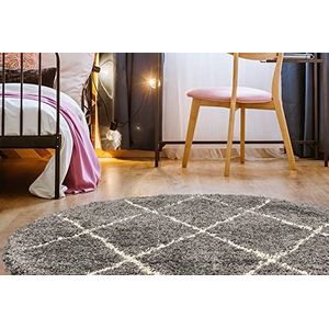 Mia's Teppiche Shania tapijt woonkamer en slaapkamer grijs - D2 120cm rond