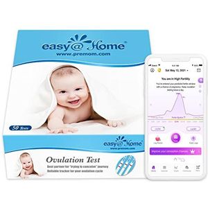 Easy@Home 50 x Ovulatietesten, Met Premom Ovulatie Predictor iOS en Android App, 50 LH Strips