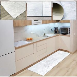 Tadi & Imperio1979 Vinyltapijt, ivoorkleurig, marmerpatroon, voor keuken, woonkamer, kantoor, antislip, met grijze details.
