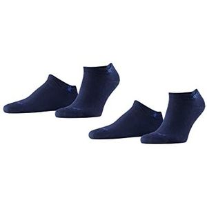 Burlington Everyday 2 paar katoenen sneakers voor heren, zwart en wit, vele andere kleuren versterkt zonder patroon, ademend, dun, eenkleurig, multipack one-size fits-all als cadeau, 2 paar, Blauw (Navy 6120)