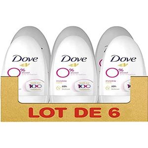 Dove Deodorant voor dames, bal, 0% onzichtbaar, anti-irritatie en anti-vingerafdrukken, alcoholvrij, bescherming en verzorging, 48 uur (6 x 50 ml)