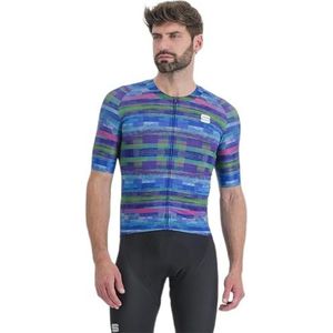 Sportful Glitch Bomber Jersey T-shirt voor heren, Blauwe veelkleurige