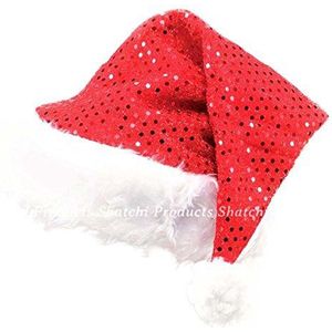SHATCHI Gifts 4 All Occasions Limited Kerstmanhoeden, met glitter, voor volwassenen, rood/wit, 2 stuks