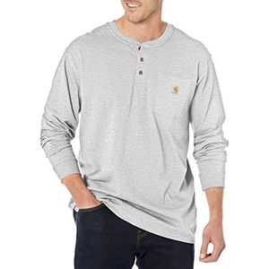 Carhartt Dik T-shirt met lange mouwen en Tunesische kraag en zak Losse Fit Utility T-shirt voor heren (1 stuk), Grijs Chinees