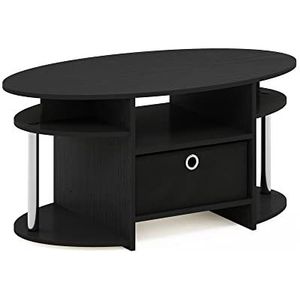 Furinno Ovale salontafel met vuilnisemmer, Amerika/chroom/zwart, 50 x 89,9 x 41,7 cm