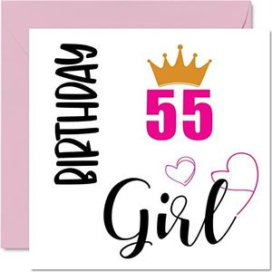 Verjaardagskaart voor de 55e verjaardag voor vrouwen - verjaardagskaart voor vrouwen voor de 55e verjaardag, oma, schoonmoeder, tante, zus, 145 mm x 145 mm, wenskaarten voor de 55e verjaardag