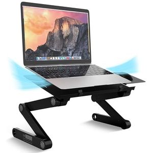 Uncaged Ergonomics WorkEZ Verstelbare Laptop en Koeling Stand, 5,1 - 45,7 cm, Voor Bed/Bank, met Muismat, Zwart