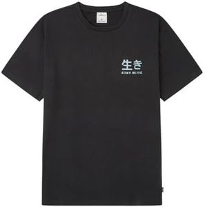 SPRINGFIELD Reconsider Fuji On Chest and Back Print T-shirt met korte mouwen voor heren, Zwart
