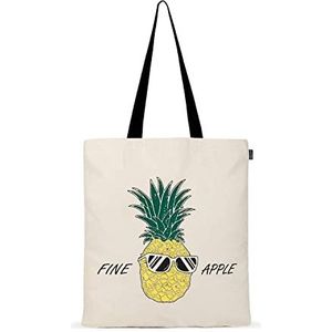 Eco Right Katoenen tas, bedrukt, herbruikbaar, kleine katoenen stof, boodschappentas voor dames, strand, geschenktas, boekentassen, ananas, Eén maat, Ananas