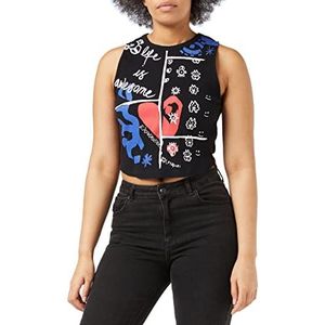 Desigual Ts_Leah T-shirt voor dames, zwart.