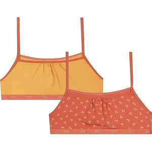 Dim 2 x beha voor meisjes, katoen, zacht en comfortabel, Bruin/Oranje