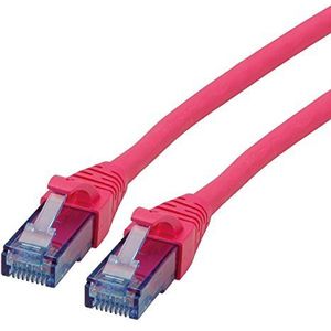 ROLINE Netwerkkabel Cat 6A Component Level | Netwerkkabel UTP Ethernet met RJ45-stekker | Roze 7,5 m