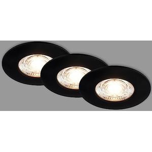 BRILONER - Set van 3 led-inbouwspots 230 V, led-badkamerspots, IP44, plafondspots, led-spots, platte plafondspots, zwart