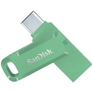 SanDisk 256 GB Ultra Dual Drive Go, USB Type-C stick met omkeerbare USB Type-C en USB Type-A aansluitingen, tot 400 MB/s, voor smartphones, tablets, Mac en pc, Absinthe Green