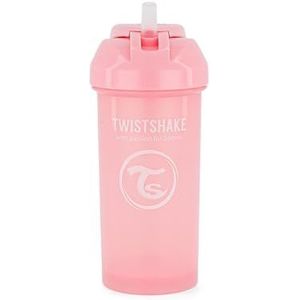 Twistshake Straw Cup drinkbeker met rietje, lekvrij, 360 ml, trainingmok voor baby's met zachte siliconen rietje, ergonomisch, BPA-vrij, 6 maanden en meer, pastelroze