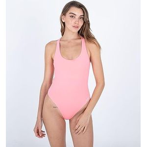 Hurley O&o Solid Racerback Modéré One Piece Maillot de Bain Femme, Rose Pacifique/Soleil, L