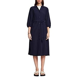 ESPRIT Collection Robe midi tissée de style chemise, bleu marine, 40