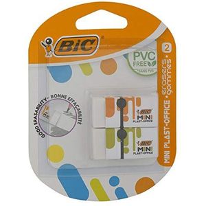 BIC Mini PLAST-OFFICE gum van kunststof, 41 x 18,5 x 11,5 mm, 2 stuks