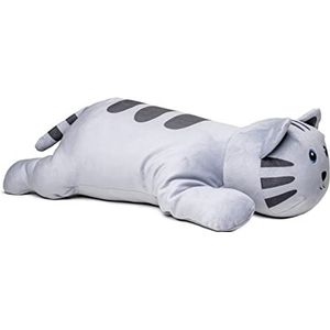 Uni-Toys - Pluche kussen - grijze kat - ultrazacht - 55 cm (lengte) - pluche knuffeldier