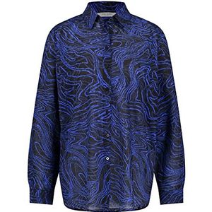 Gerry Weber Edition Dames blouses zwart/blauwe print, 38, Zwart/blauw print