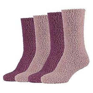 Camano Camano 1103482000 - Set van 4 paar knuffelsokken voor dames, maat 39/42, behaaglijke damessokken, Damson.