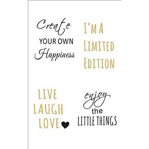 RAYHER 60960000 decoratieve sticker Happy, zwart/goud