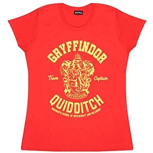 Harry Potter Gryffindor Quidditch Slim Fit T-shirt voor vrouwen | Officieel product | Maat S tot XXL | Trendy top voor vrouwen, slim fit, cadeau voor verjaardag, mama, dochter, zus, Rood