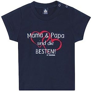 TRIGEMA T-Shirt Baby Mama & Papa, Marineblauw, 68, Navy Blauw
