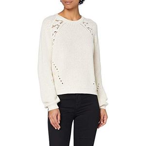Only Onlmaga L/S Lace Pullover Knt Noos Dames Sweater, Eggnog