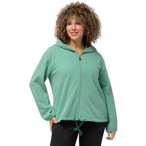 Ulla Popken Veste de selle structurée pour femme avec capuche, vert, 52-54