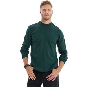 Trendyol Slim Fit trui effen opstaande kraag trainingspak heren, groen, XXL, Groen
