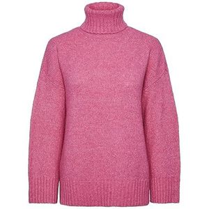 PIECES Pcnancy Ls Losse Roll Neck Knit Noos Bc Sweater Dames, Heet Roze.