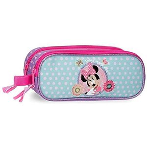Disney Minnie Today is my Day pennenetui, tweepersoonsbed, paars, 23 x 9 x 7 cm, polyester, paars, talla única, dubbel etui, Paars., Dubbele etui