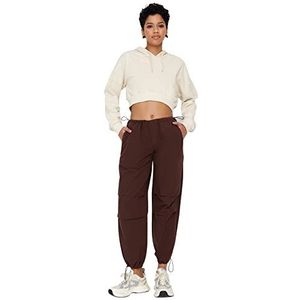 Trendyol Jean de Jogging à Jambe Large Femme avec Taille normale Pantalon, marron, 32