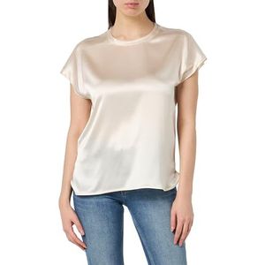 Pinko Farida Blusa Satin Stretch T-shirt met korte mouwen voor dames, O62_perkament Past.