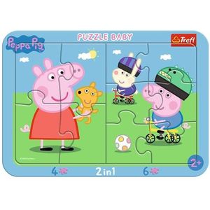 Trefl - Baby puzzels in frame, Happy Peppa Pig, Peppa Pig, voor kinderen vanaf 2 jaar