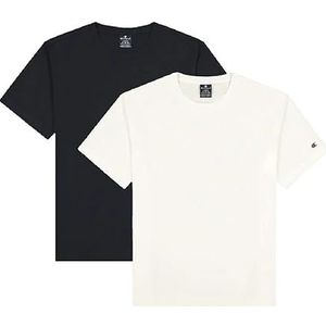 Champion American Classics Logo C T-shirt met korte mouwen voor heren, verpakking van 2 stuks, Wit/Navy Blauw