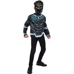 Rubie's Top en masker Black Panther, I-300521, maat 5-8 jaar, zwart.