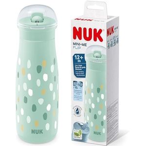 NUK Mini-Me Drinkfles met klapdeksel, 2-in-1 drinkfles, lekvrij, 450 ml, vanaf 12 maanden, BPA-vrij, 1 stuk, mint