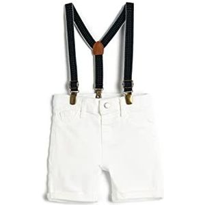 Koton Babyboys Jean with Suspender Cotton Shorts, Blanc (000), 9-12 Monate