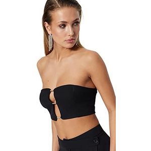 Trendyol Soutien-gorge bustier court sans bretelles tissé pour femme, Noir, 68