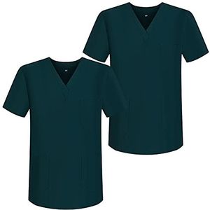 Misemiya - 2 stuks – werkkleding unisex kraag PIC korte mouwen uniform ziekenhuis – Ref.817, groen 68