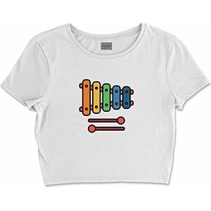 Bona Basics, Digitale print, basic T-shirt voor dames, 100% katoen, wit, casual, damestops, maat: S, wit, korte taille, Wit.