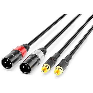 Audibax Silver Black kabel (2 x XLR mannelijk naar 2 x RCA mannelijk, 1,5 m)