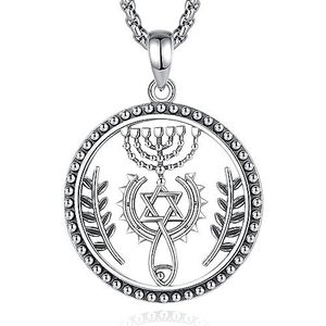 EUDORA Harmony Ball Messiaans zegel met turquoise ketting voor mannen en vrouwen van 925 sterling zilver, geënt symbool van het messiaanse jodendom, sieraden hanger, cadeau voor mannen en vrouwen,