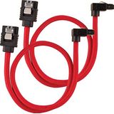CORSAIR Premium SATA-kabel ommanteld - SATA 6 Gbps 30 cm 90 ° stekker rood